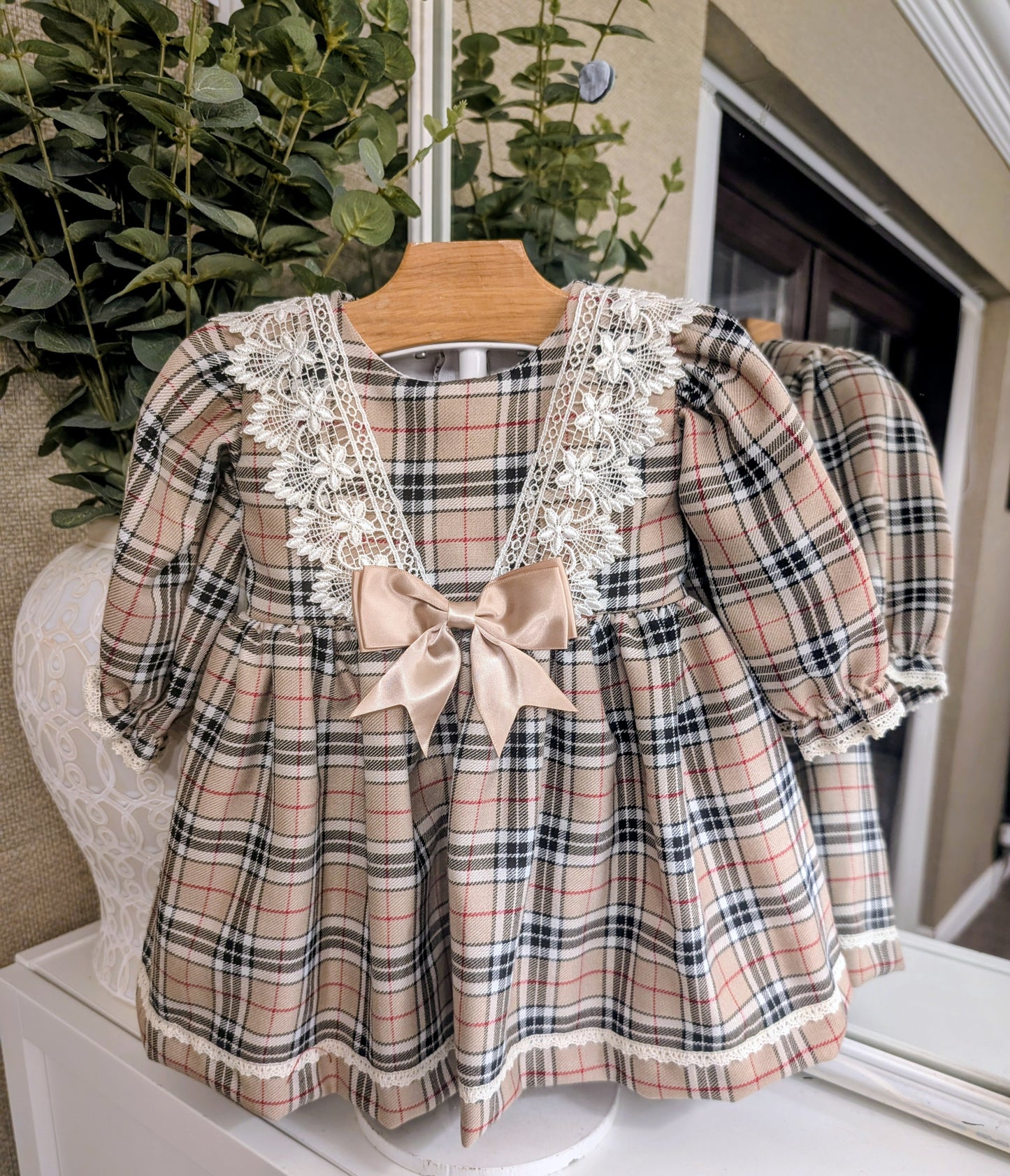 Tartan frill bow dress Red