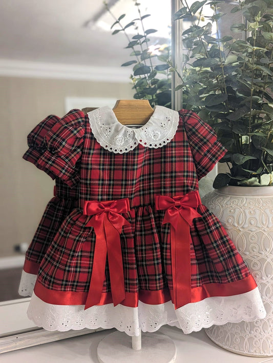 2 Bow Tartan Dress Red