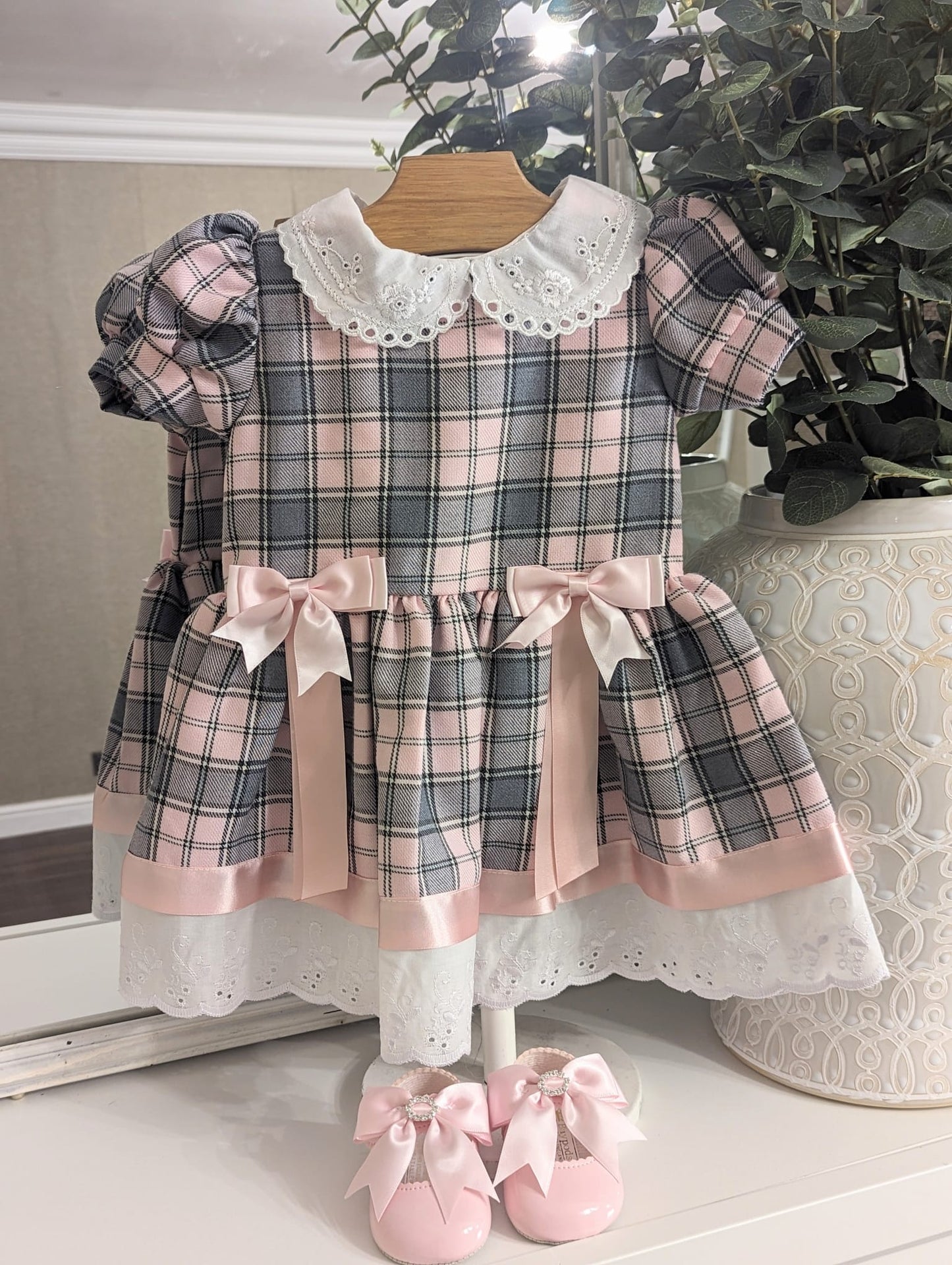 2 Bow Dress Grey/Pink