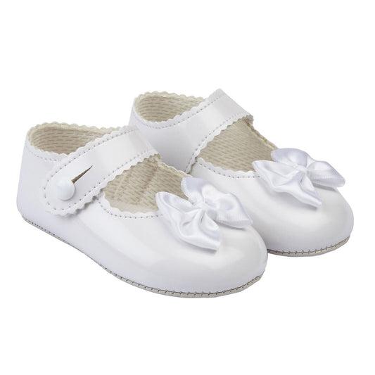 Girls Bow Soft Sole Shoes - White