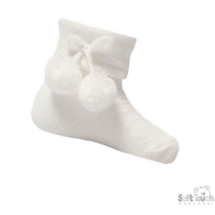 Pom Pom Socks White