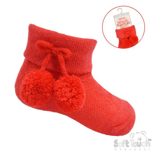 Pom Pom Socks Red