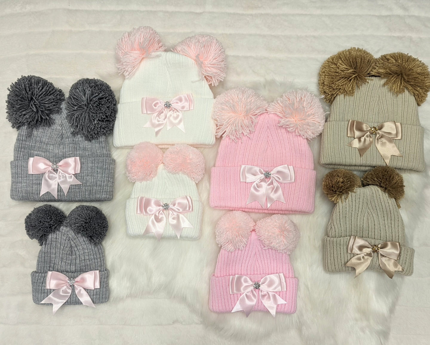 Knitted Pom & Bow Hat