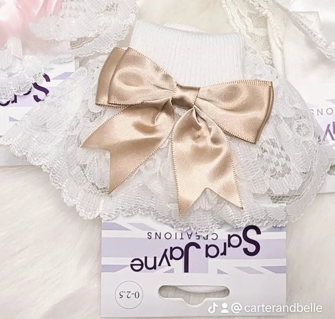 Frilly Bow Socks Gold