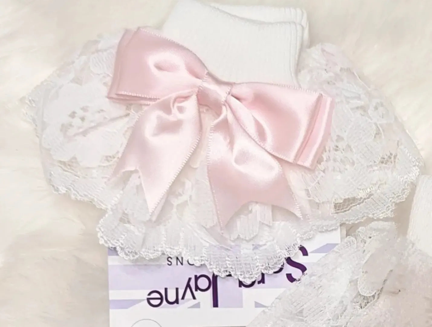 Frilly Bow Sock Pink