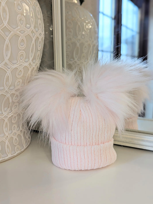 Double Pom Hat Pink Small/Medium