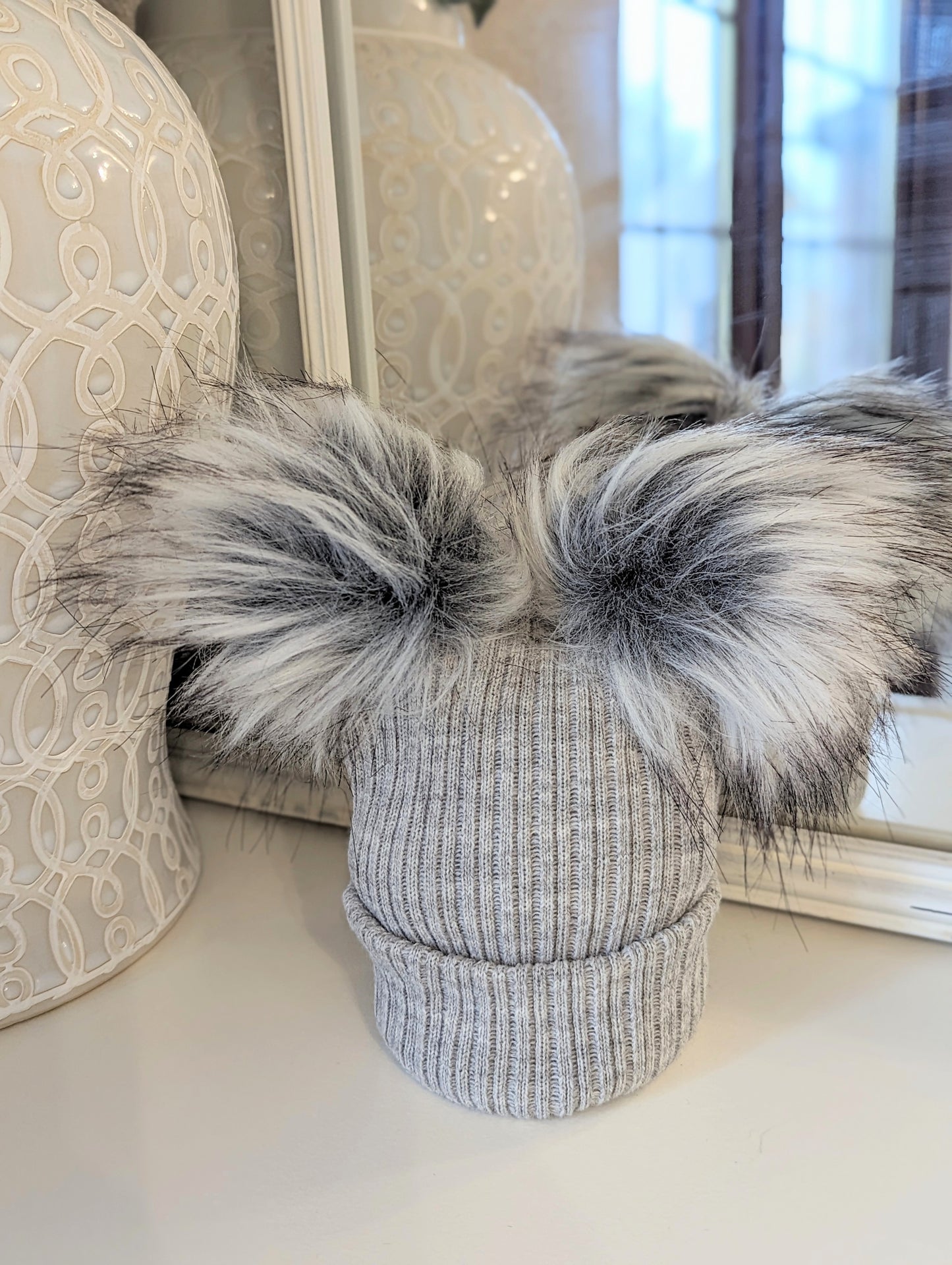 Double Pom Hat Grey Small/Medium