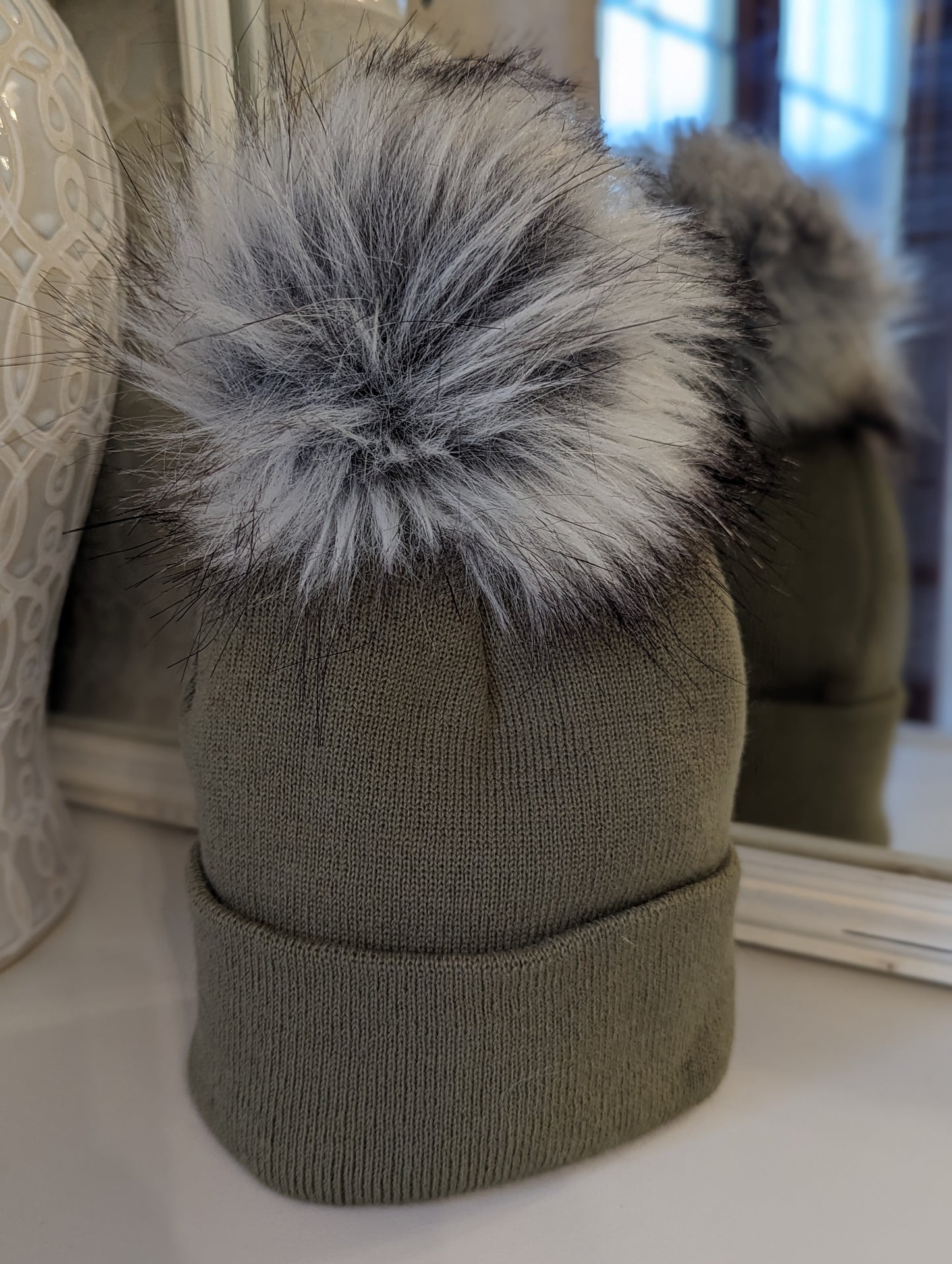 Single Pom Hat Khaki Large