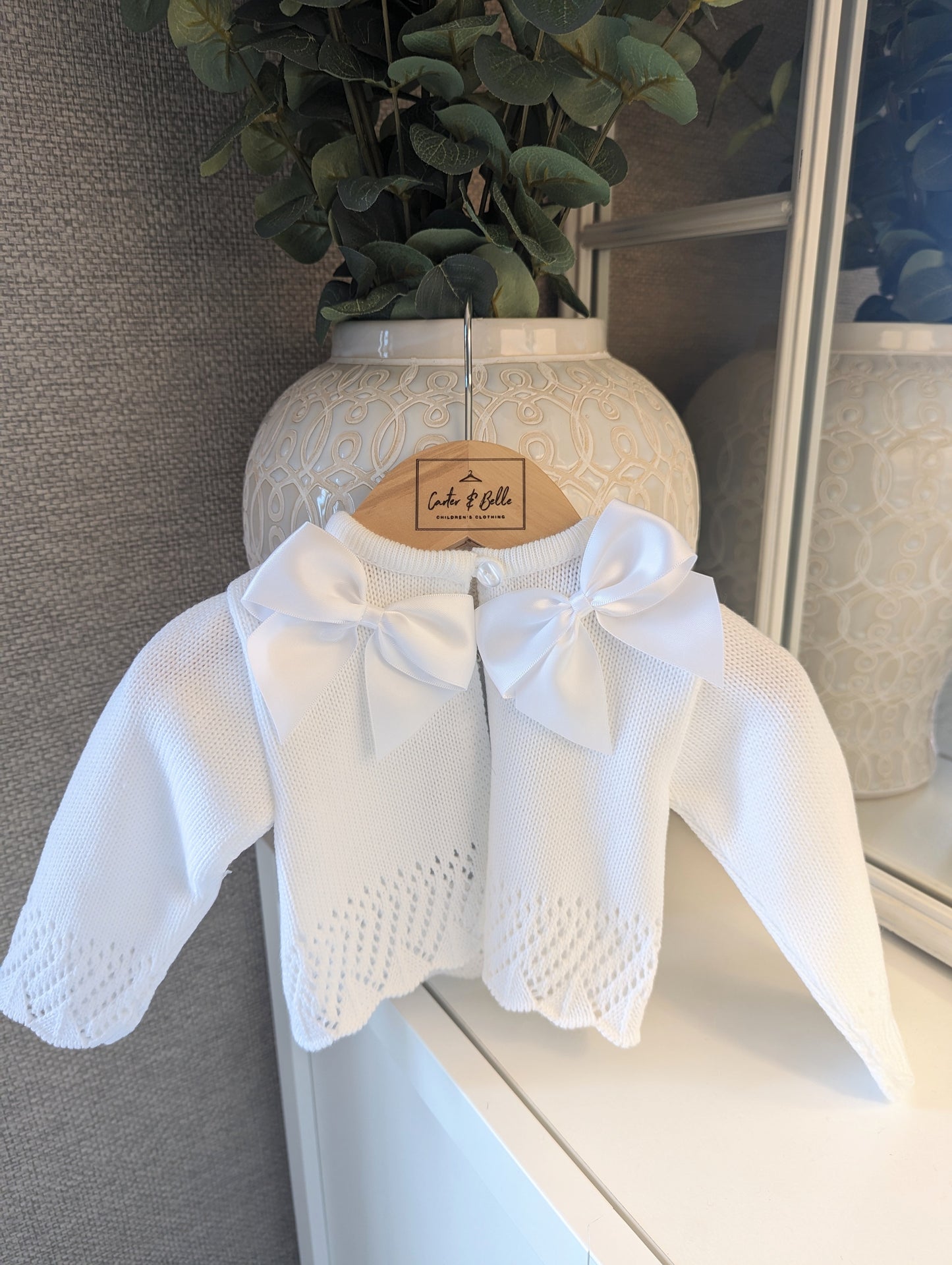 2 Bow Cardigan White