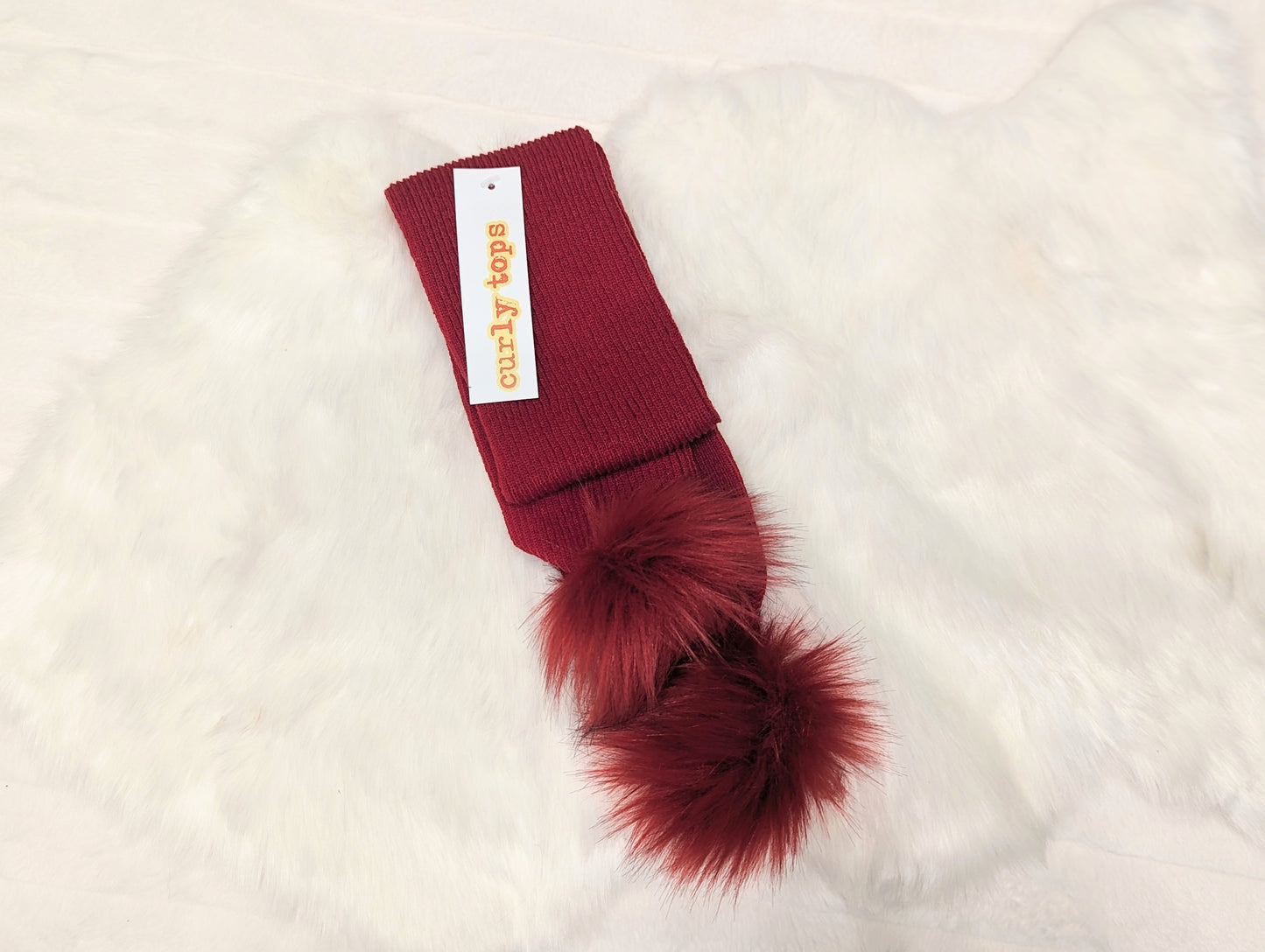 Double Pom Scarf Red