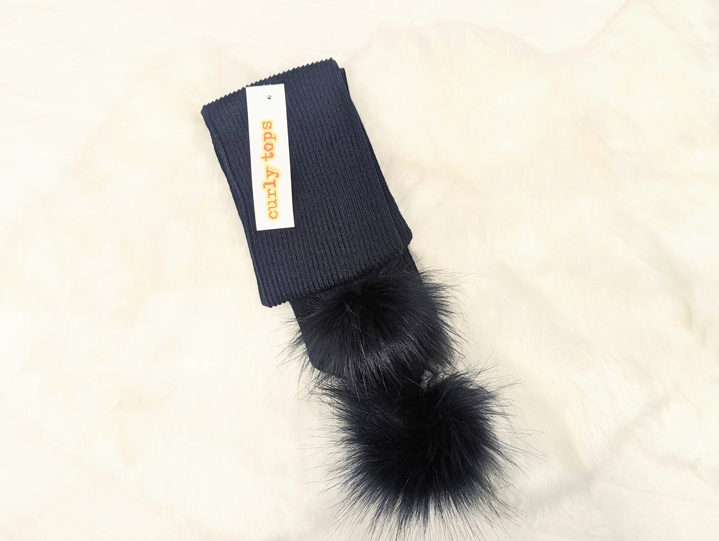 Double Pom Scarf Navy