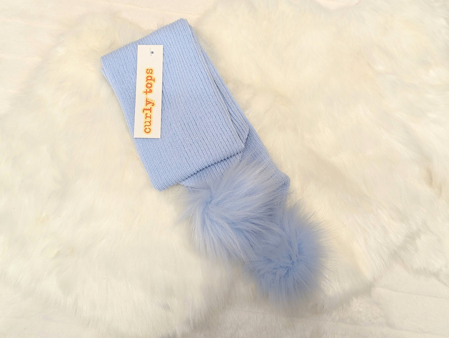 Double Pom Scarf Blue