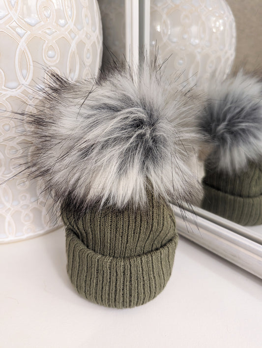 Single Pom Hat Khaki Small/Medium