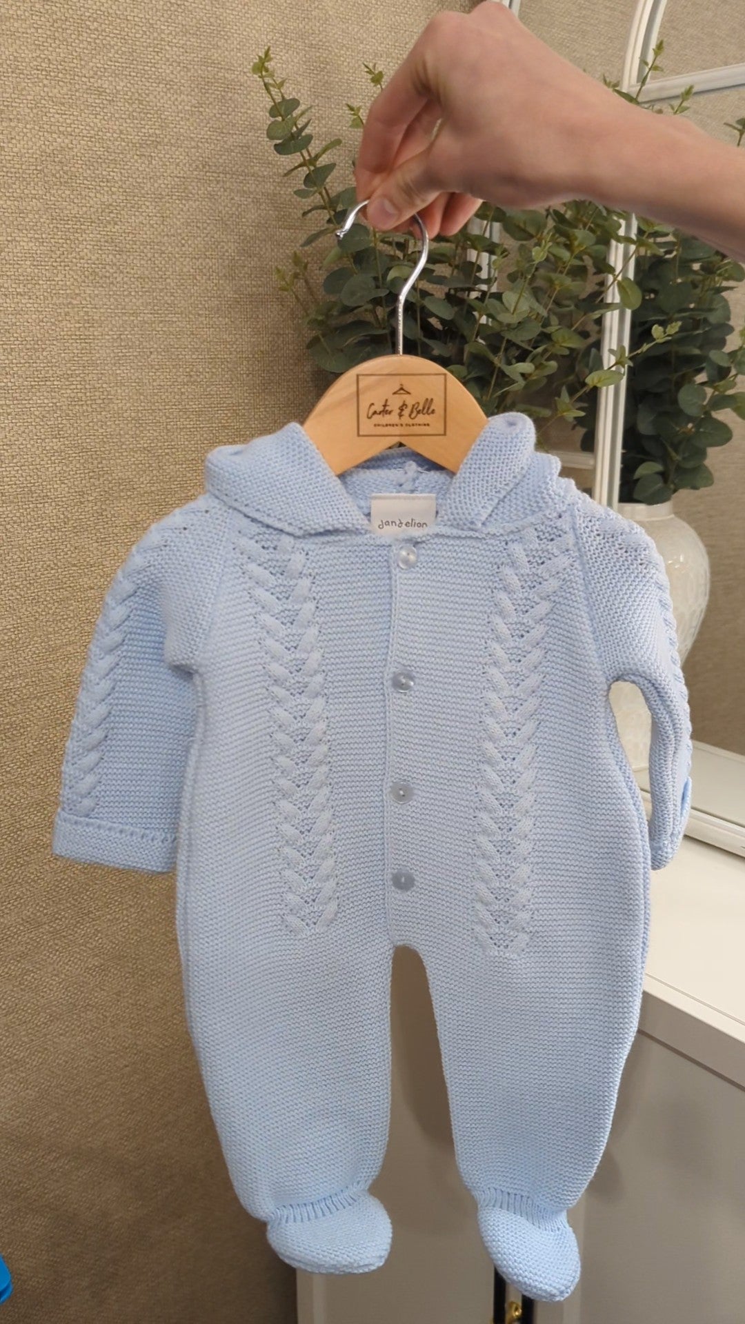 Pom-Pom Hood Onesie Blue