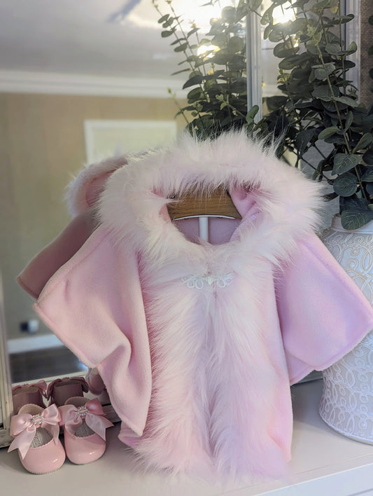 Faux Fur Cape Pink