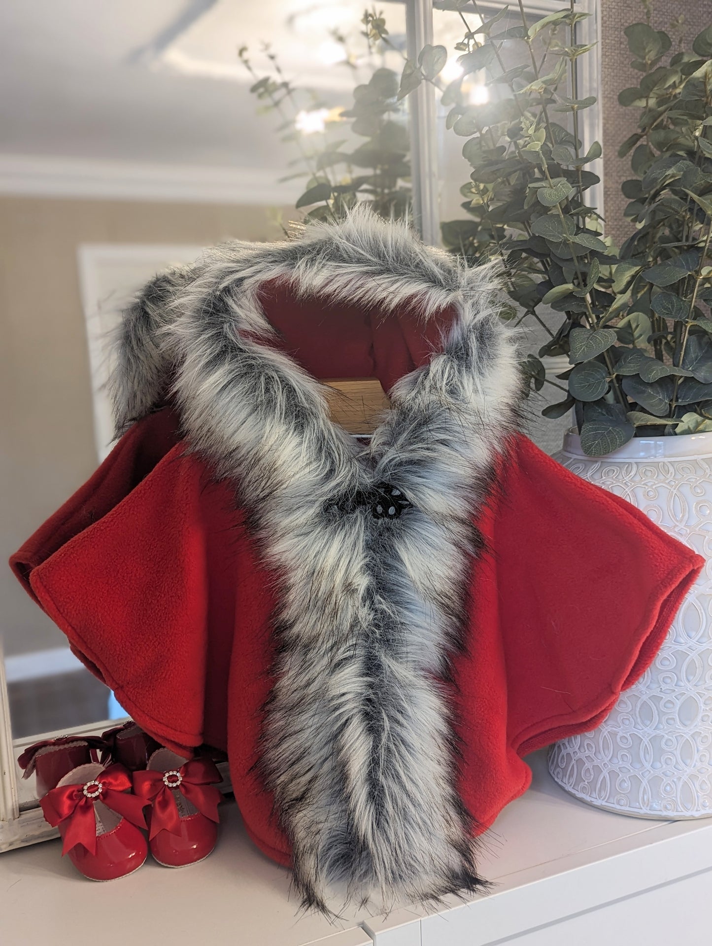 Faux Fur Cape Red