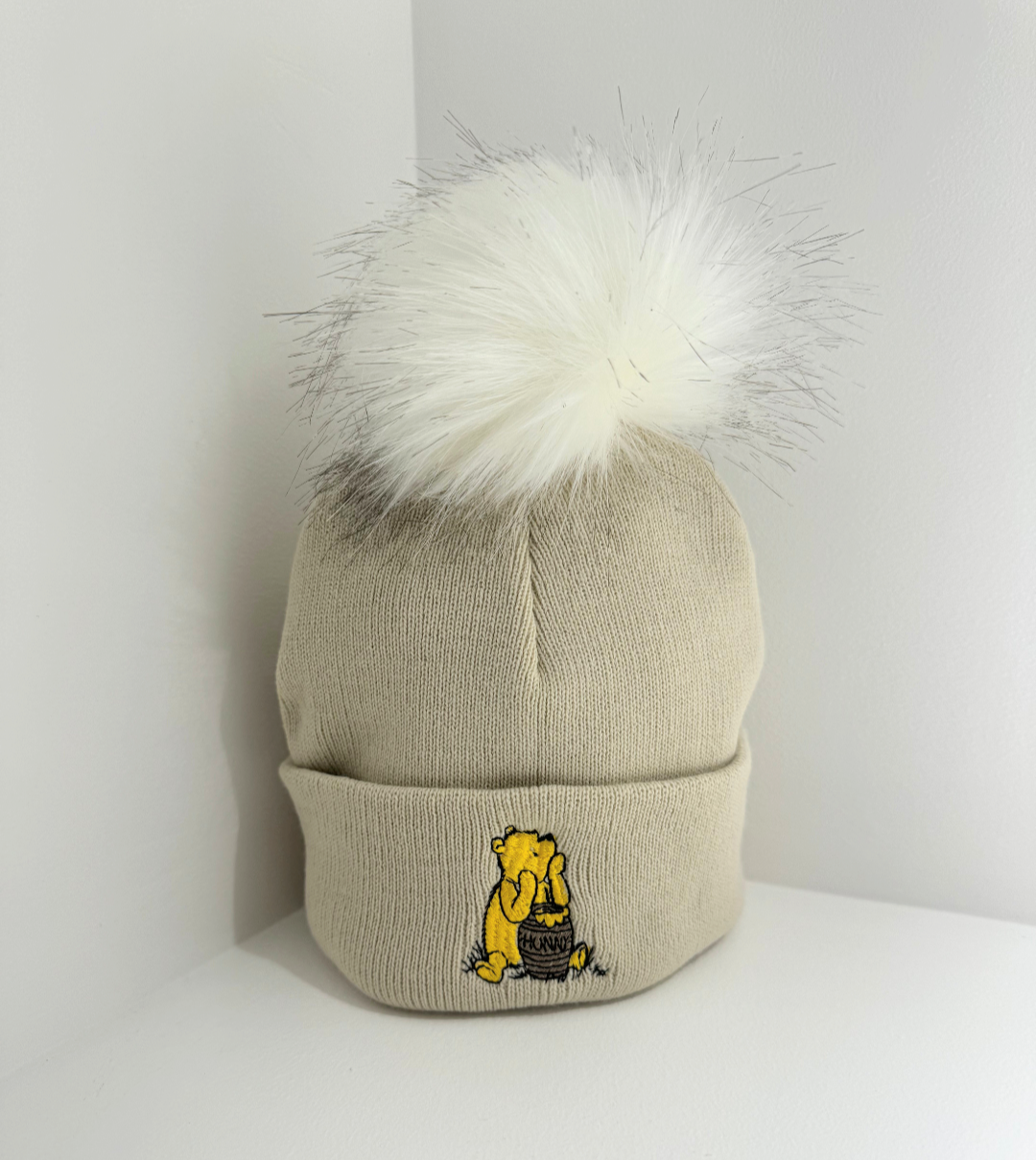 Honey Bear Single Pom Hat Beige