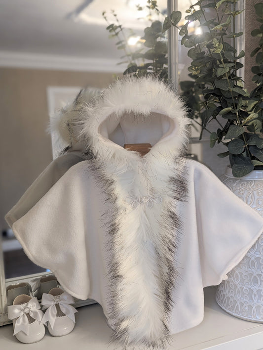 Faux Fur Cape Cream