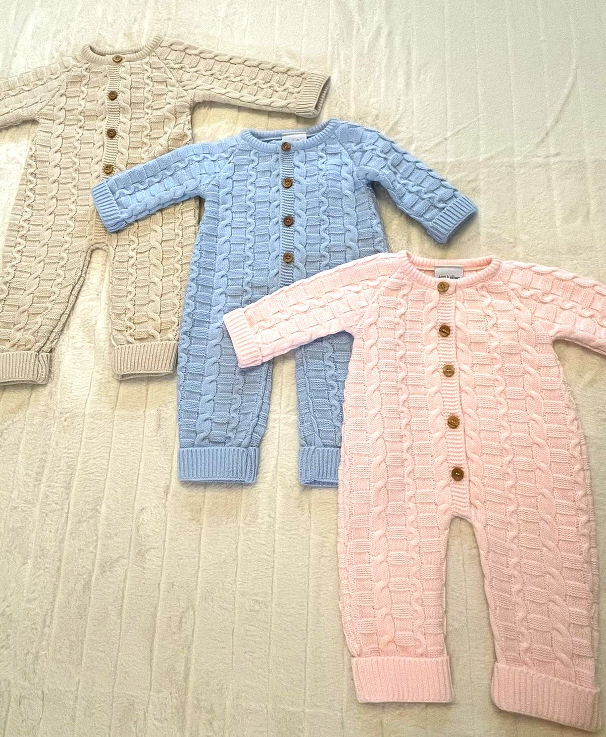 Cable Knitted Romper Pink