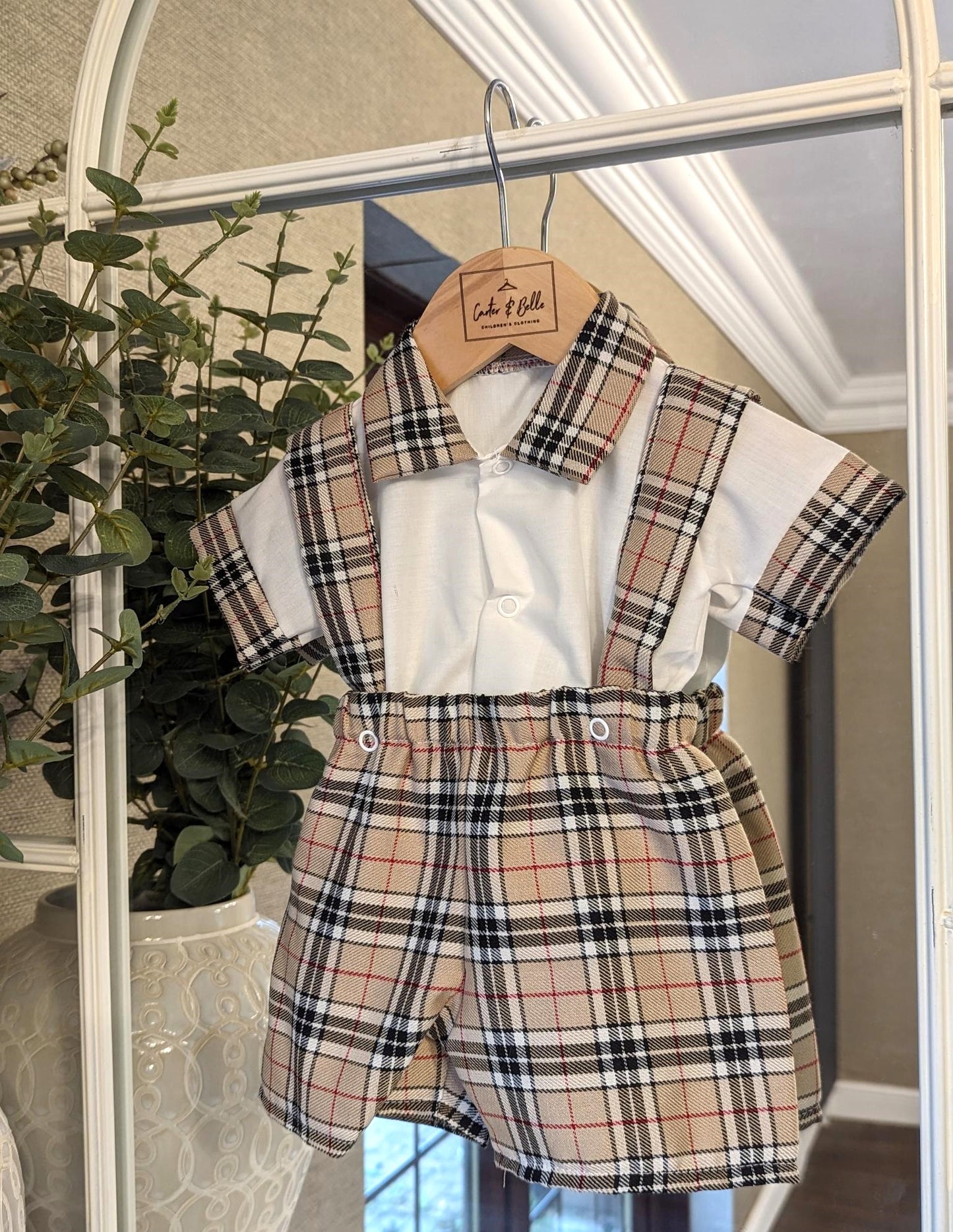 Tartan Short Set Beige