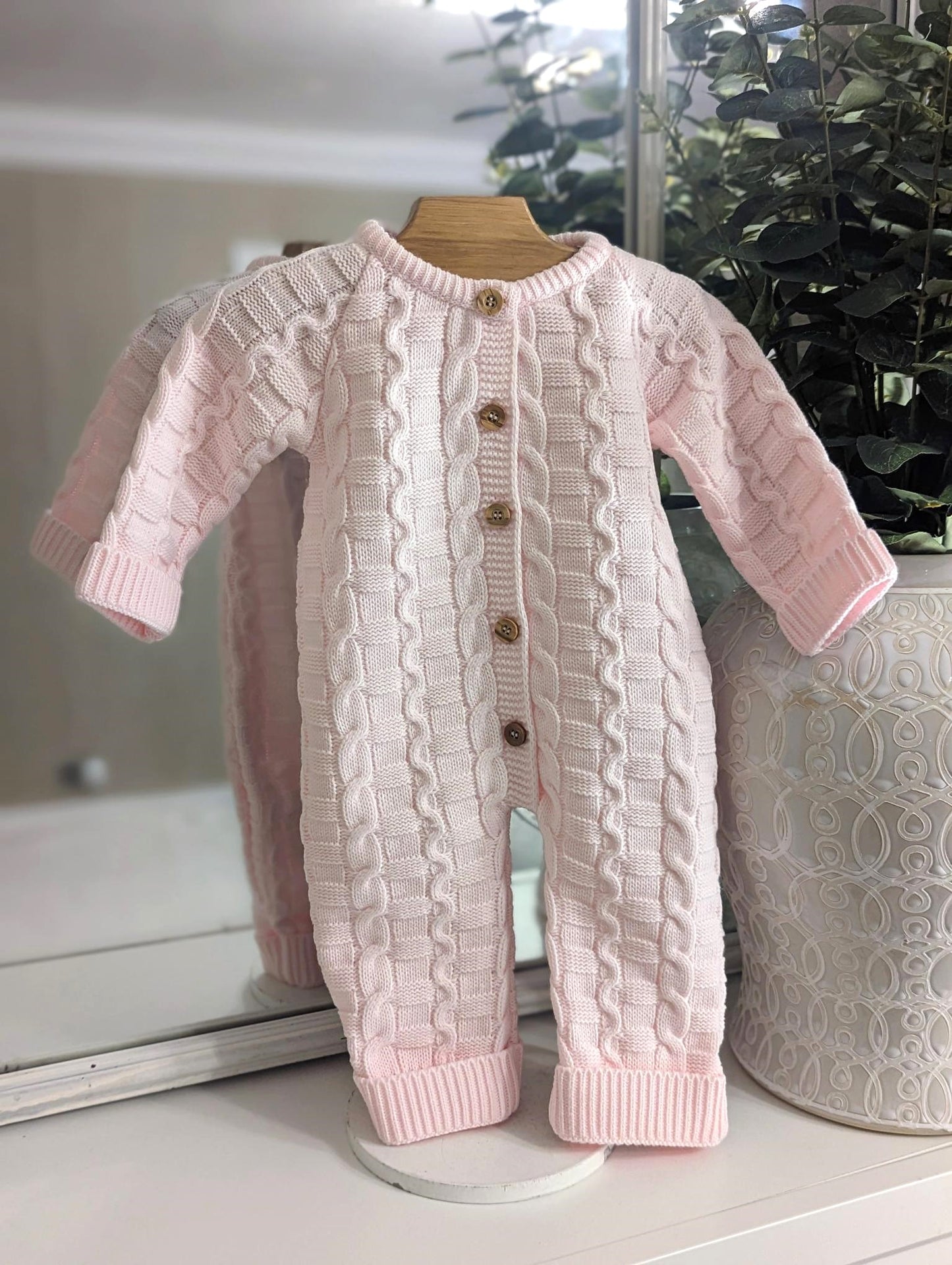 Cable Knitted Romper Pink