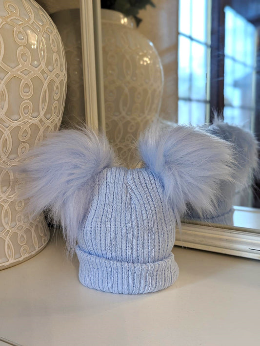 Double Pom Hat Blue Small/Medium