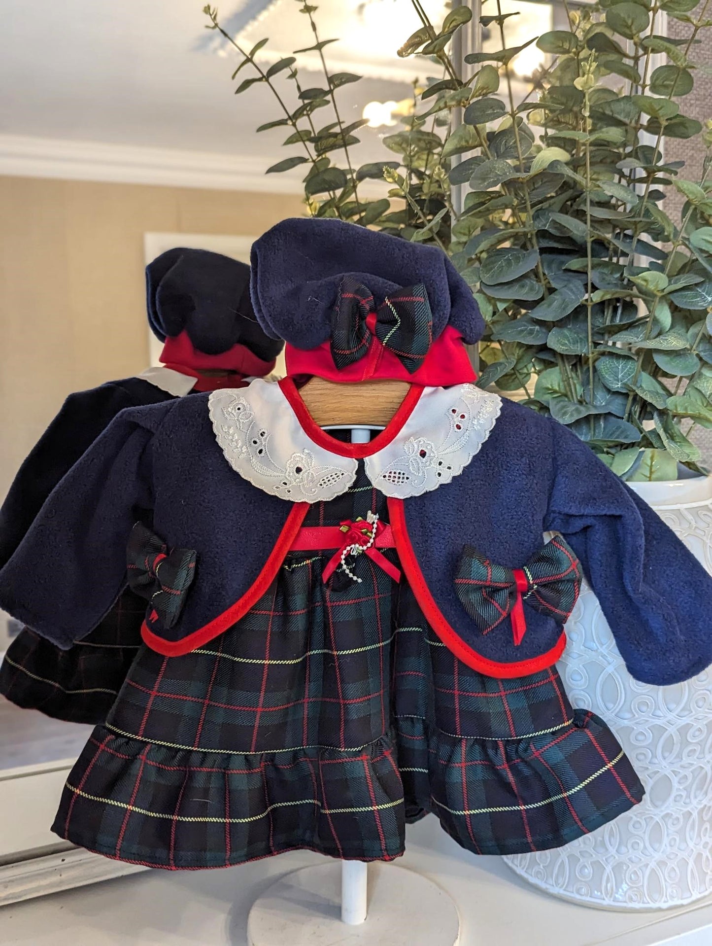 3 Piece Tartan Dress Set Navy