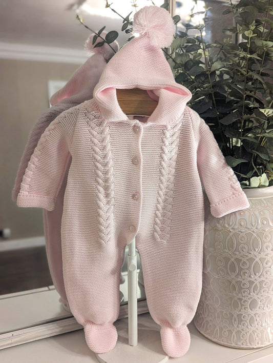 Pom-Pom Hood Onesie Pink