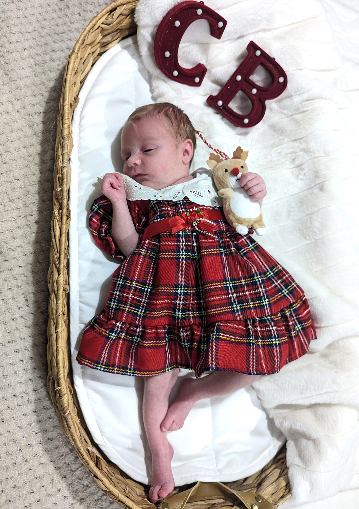 3 Piece Tartan Dress Set Red