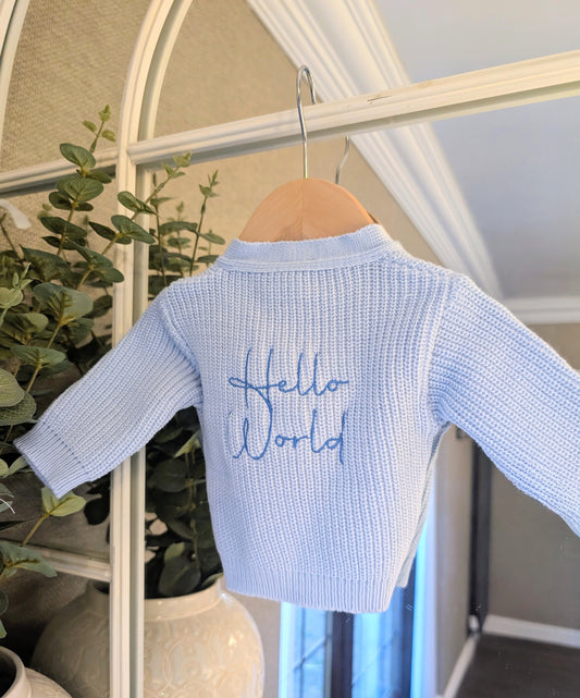 Hello World Cardigan Blue