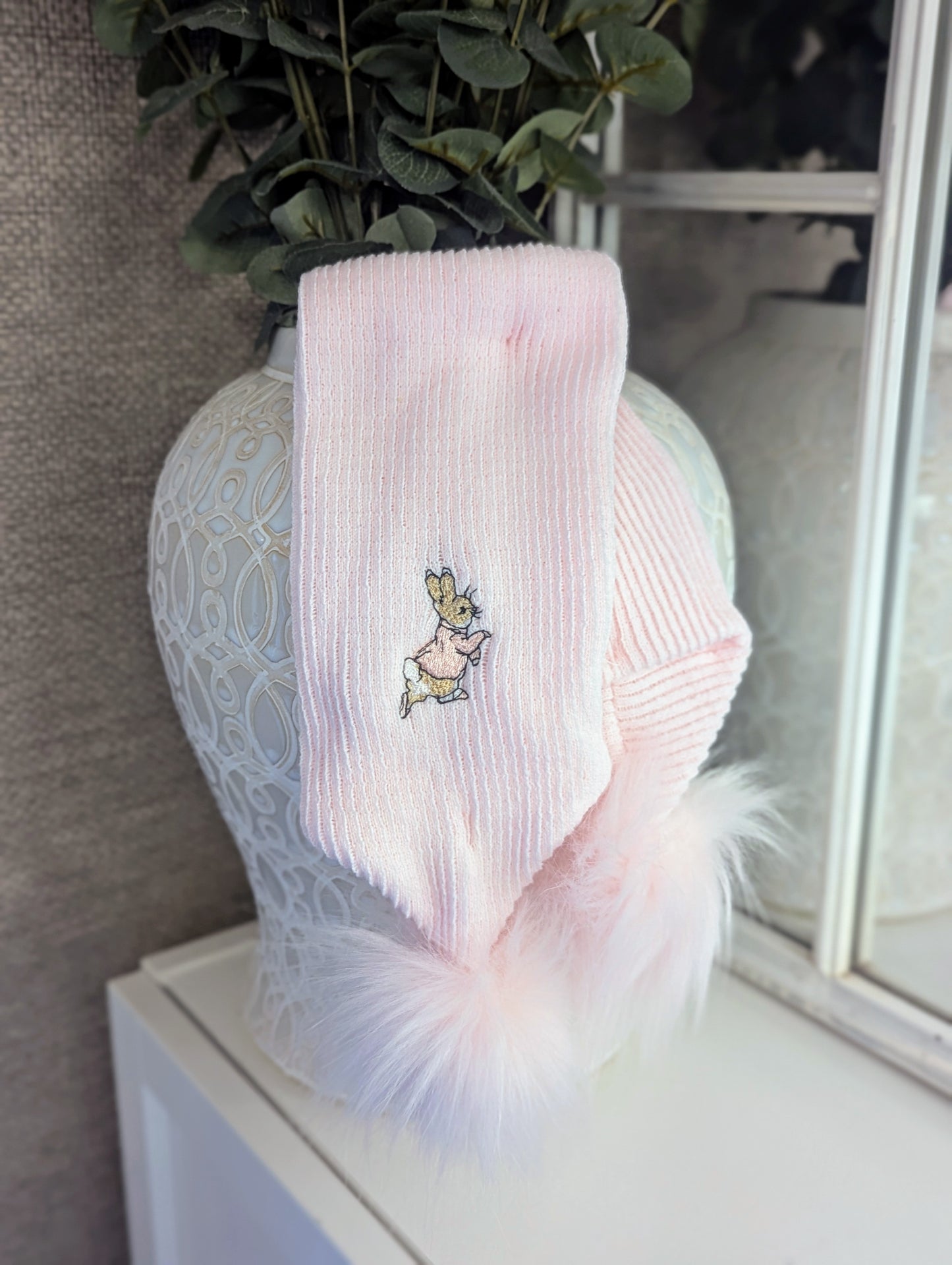 Rabbit Double Pom Hat Full Pink