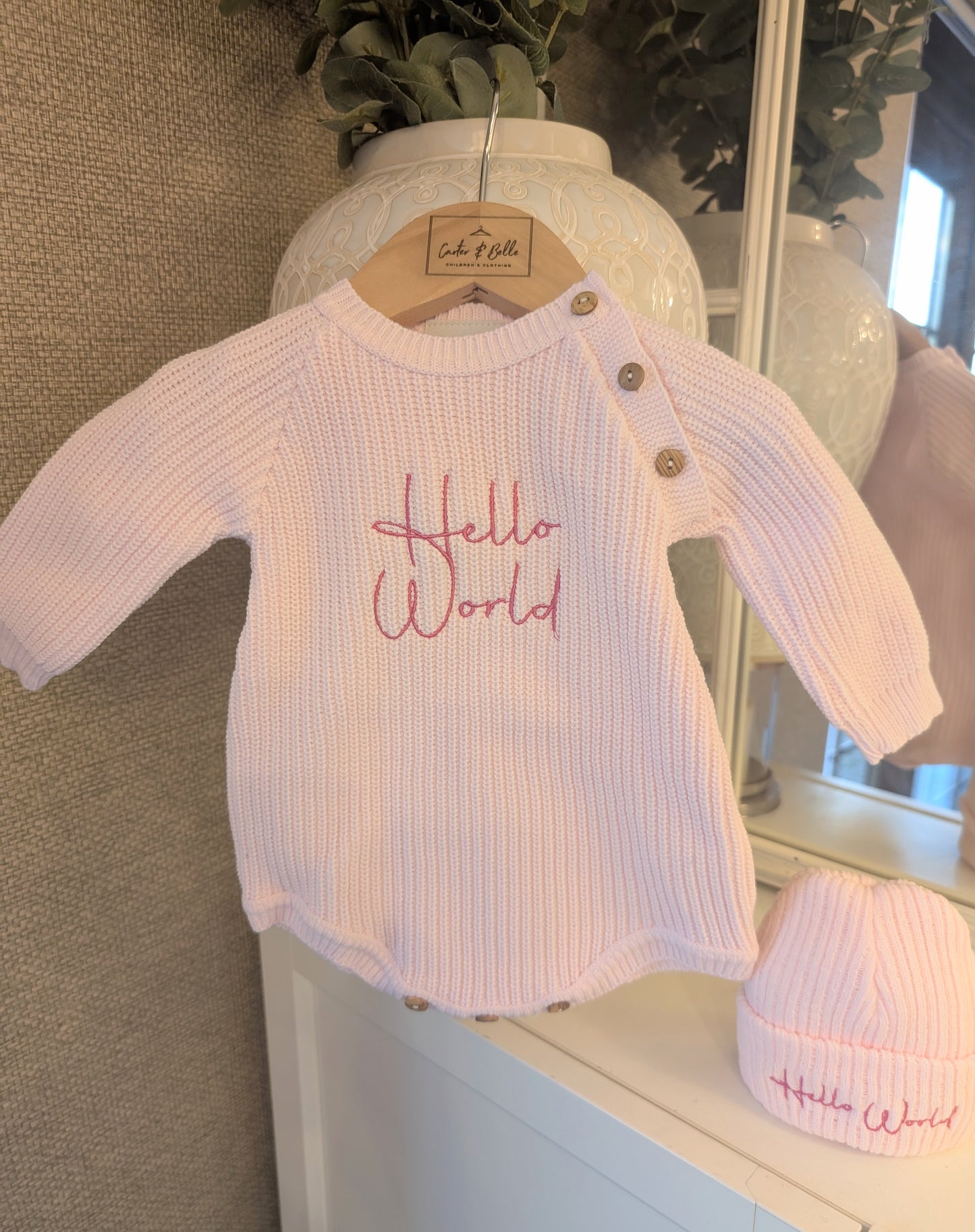 Hello World Romper Set Pink