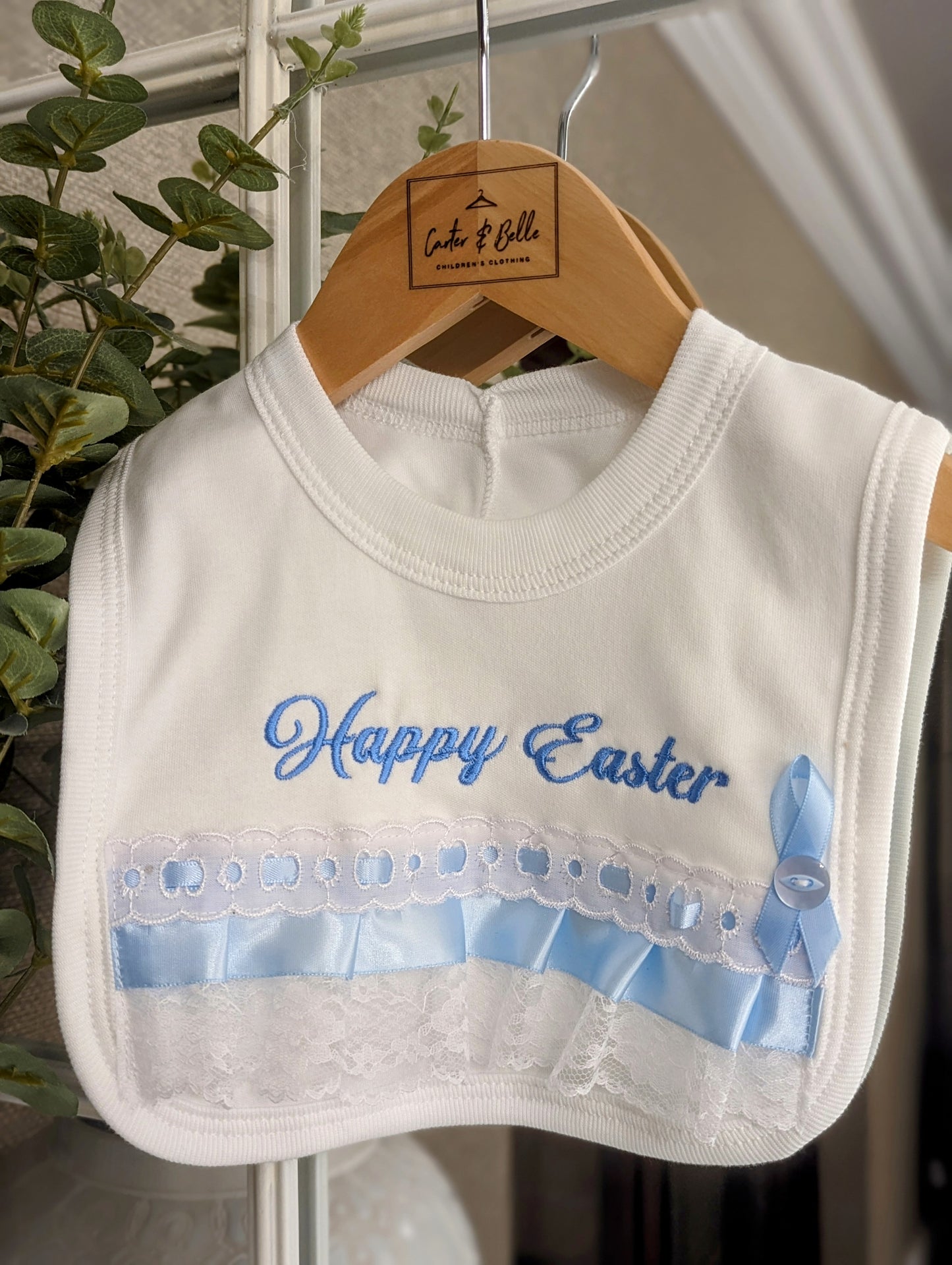 Happy Easter Bib Blue