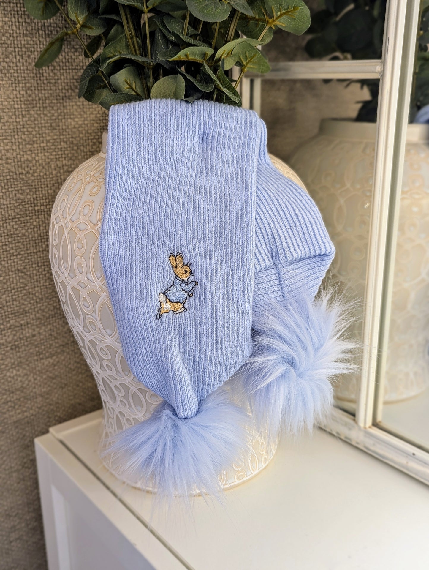 Rabbit double Pom Hat Full Blue