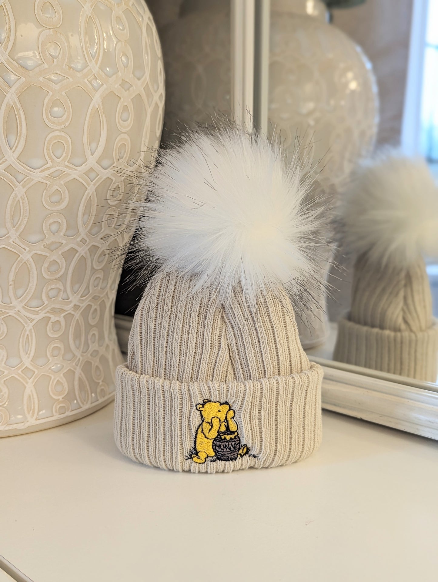 Honey Bear Single Pom Hat Beige