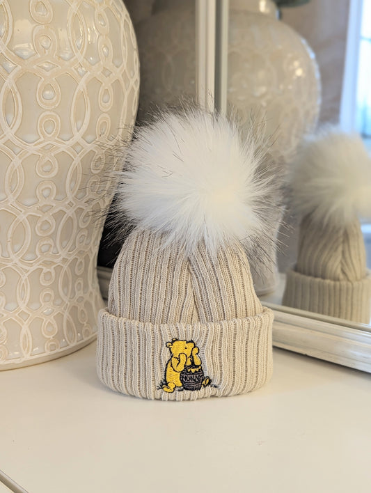 Honey Bear Single Pom Hat Beige