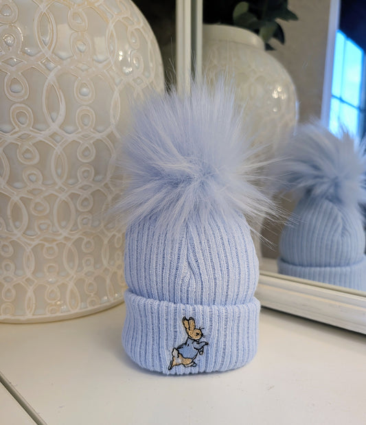 Single Pom Rabbit Hat Blue