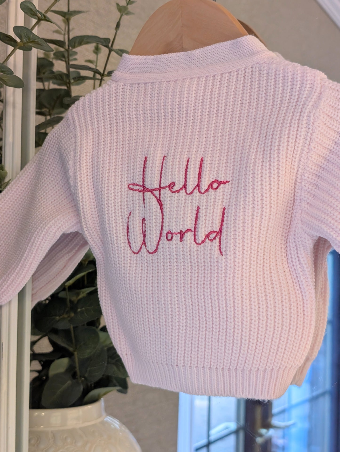 Hello World Cardigan Pink