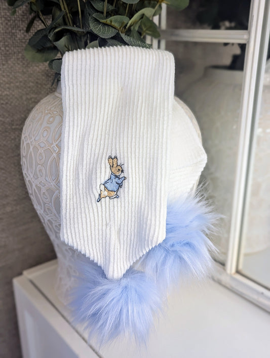 Rabbit Scarf Blue/White