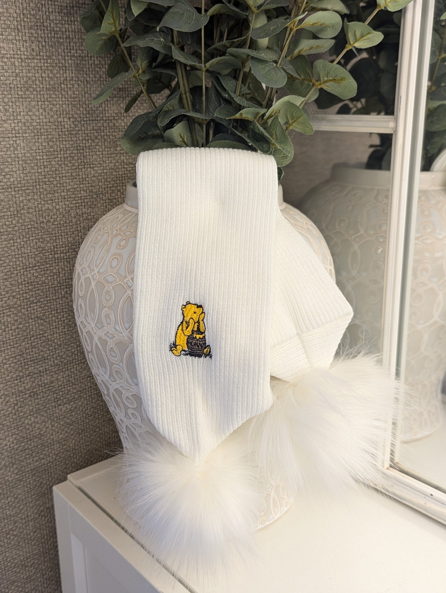 Honey Bear Scarf White