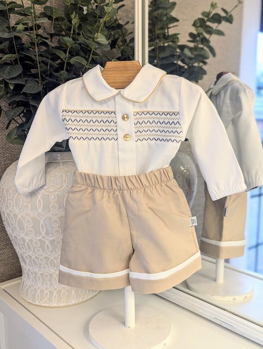 Boys shirt & short set Beige