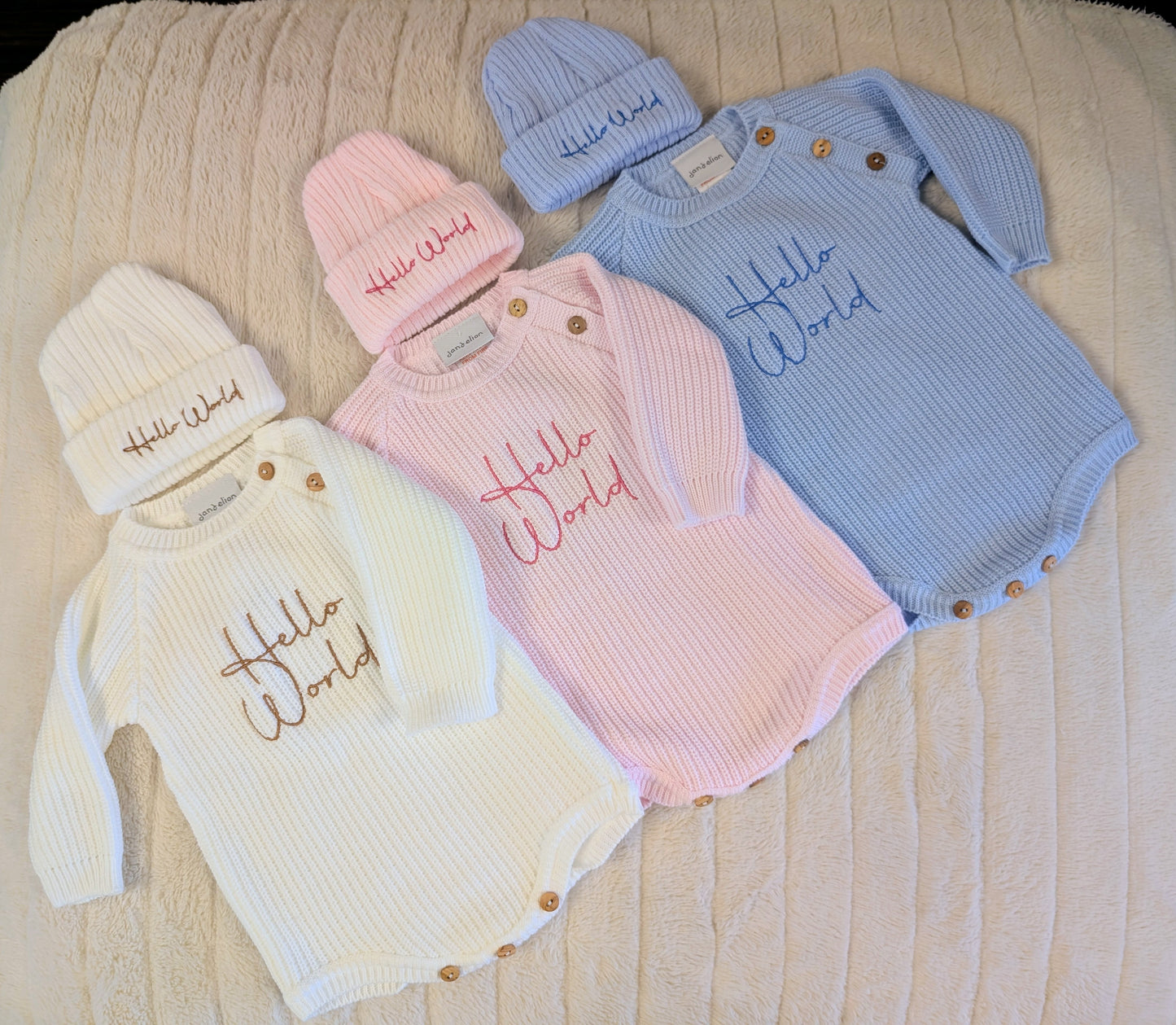 Hello World Romper Set White
