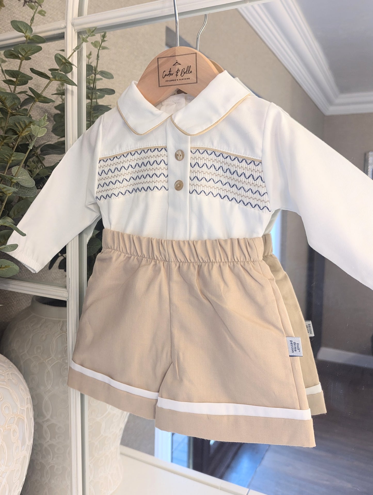 Boys shirt & short set Beige