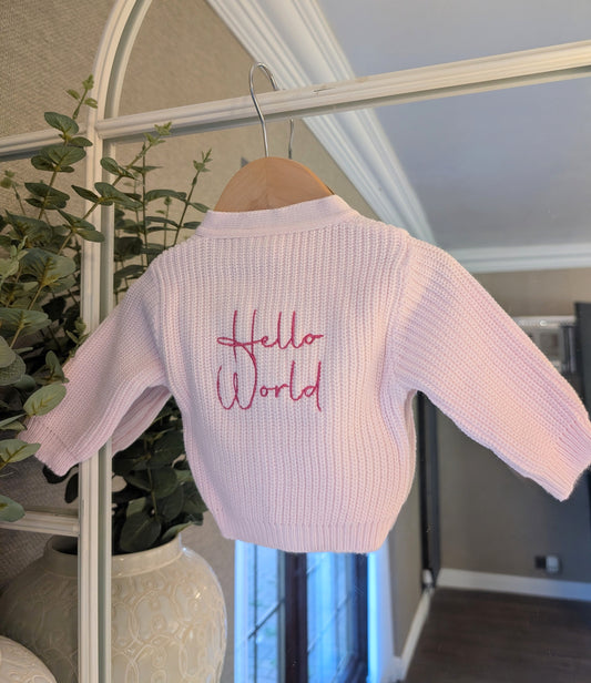 Hello World Cardigan Pink