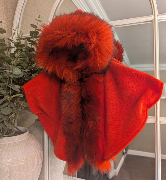 Faux fur Cape full Red