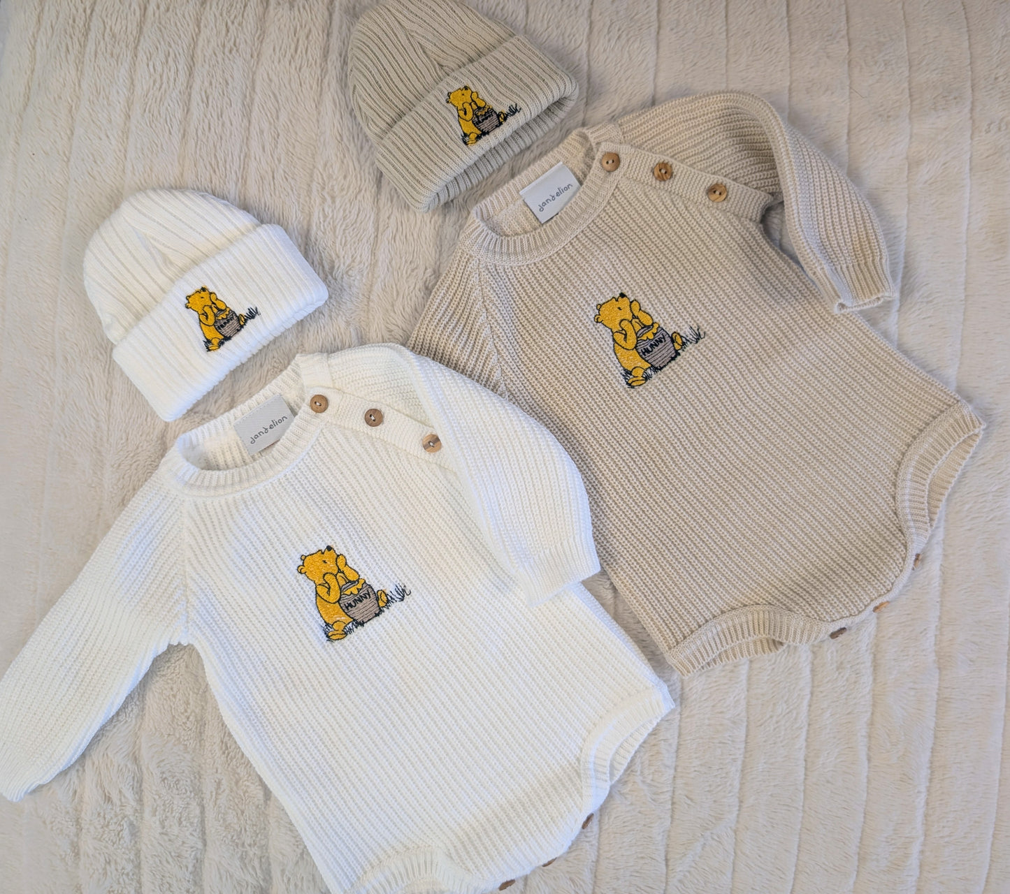 Honey Bear Romper Set White