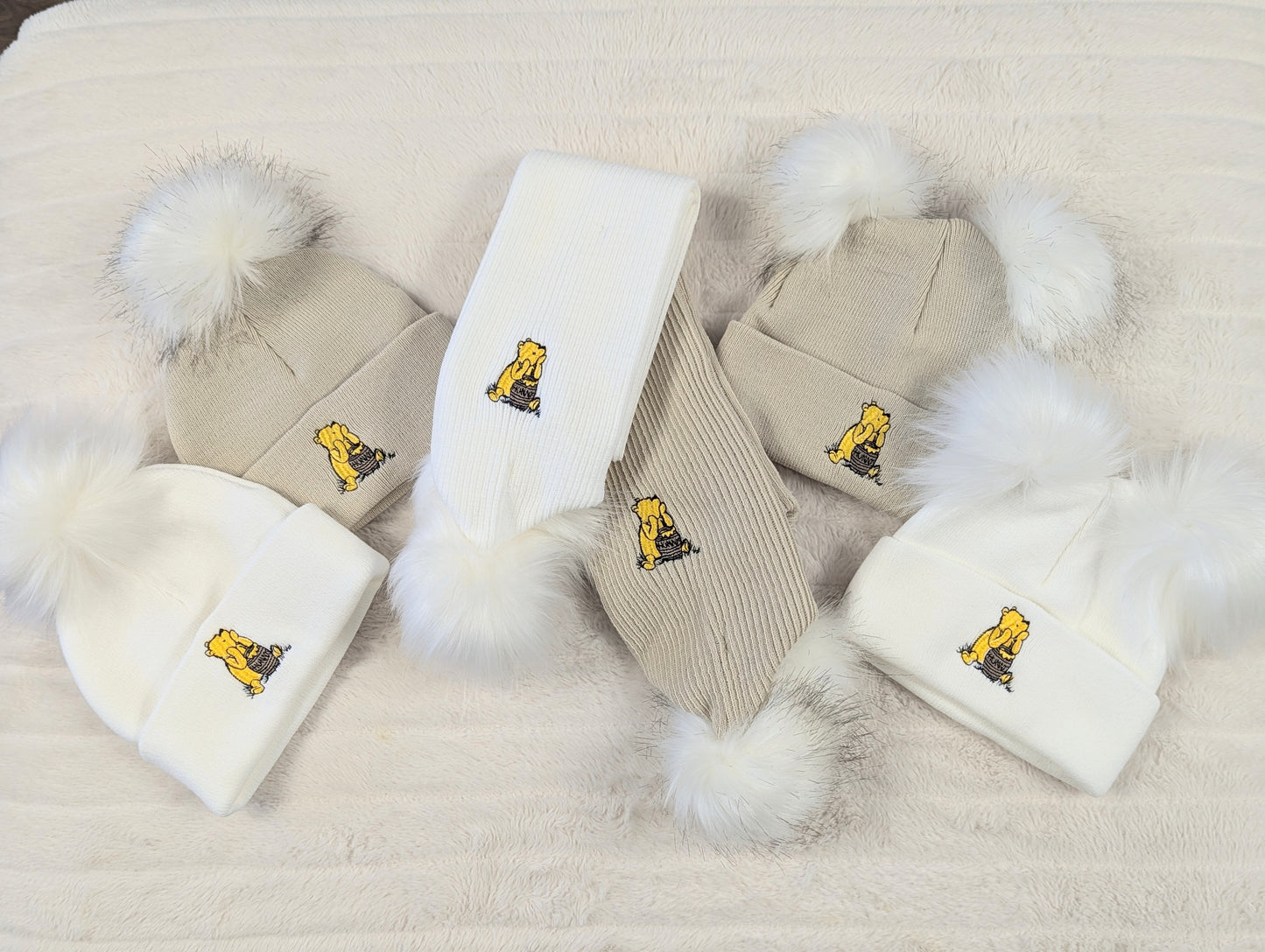 Honey Bear Scarf White