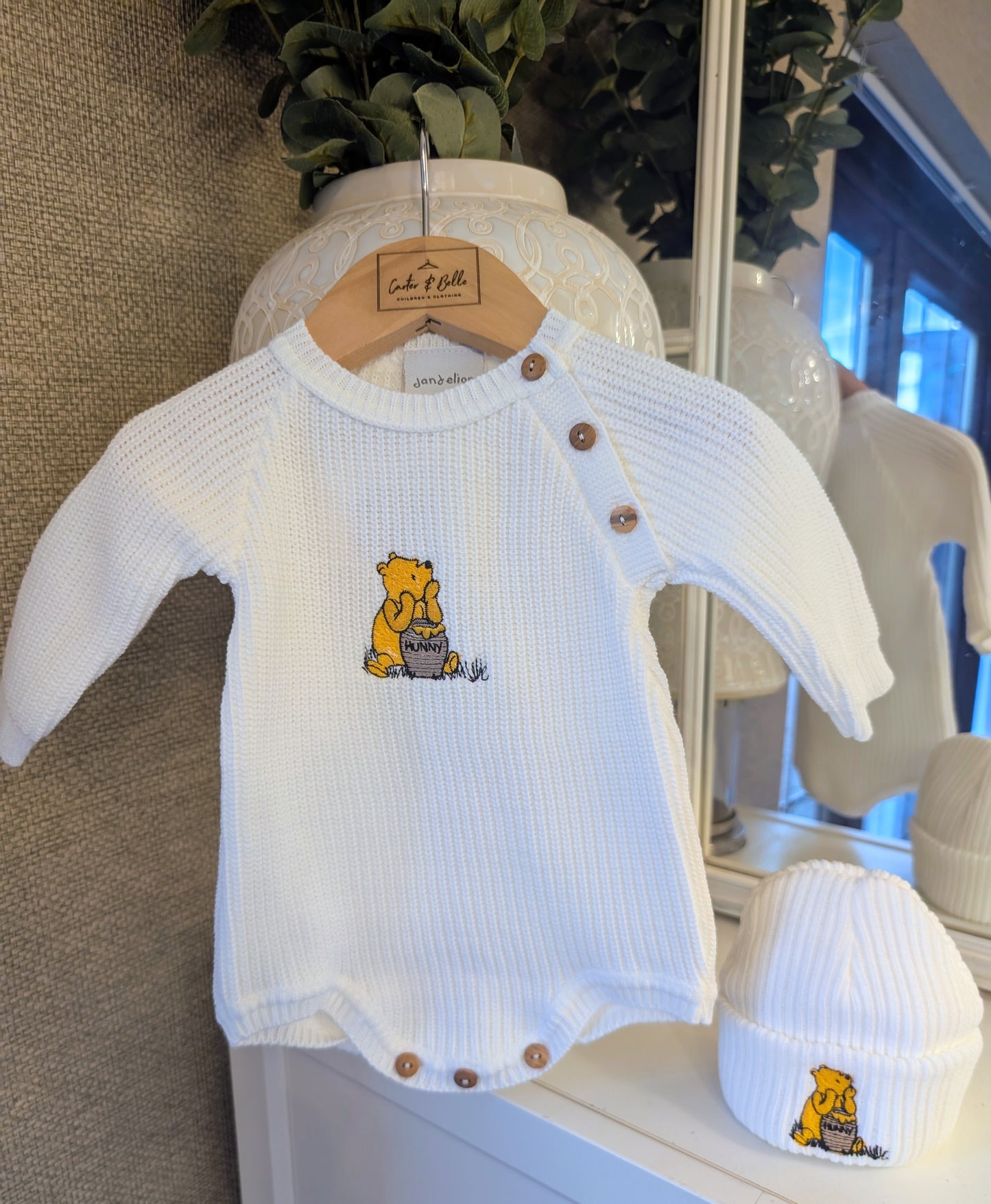 Honey Bear Romper Set White