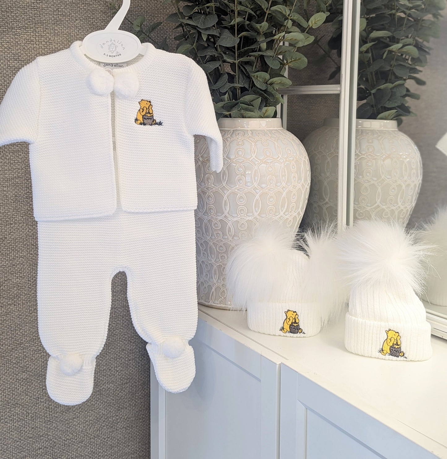 Honey Bear 2 piece set White