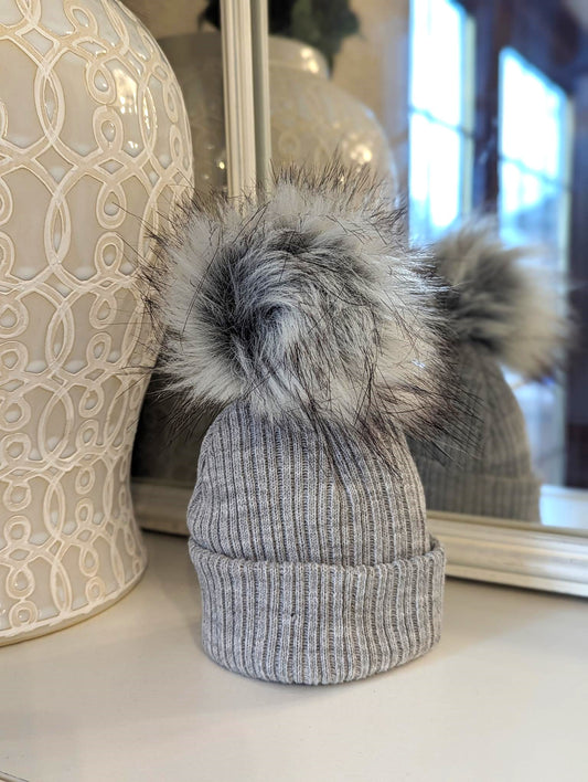 Single Pom Hat Grey Small/Medium